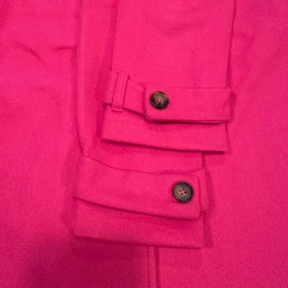 Haute Monde Longline Coat Size Large Hot Pink Side Pockets Single Button Closure - Picture 7 of 13